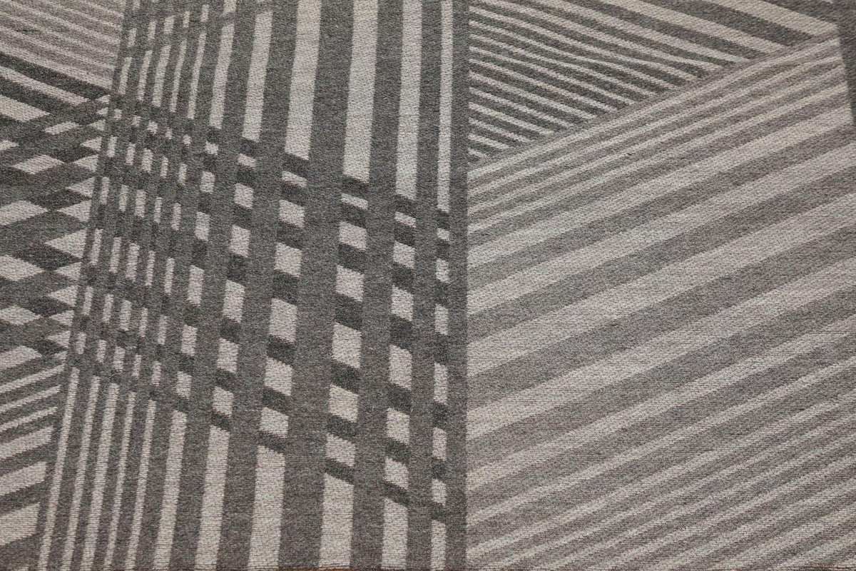 5'4" x 7'8" Hand Woven 100% Wool Flatweave Area Rug Contemporary Gray