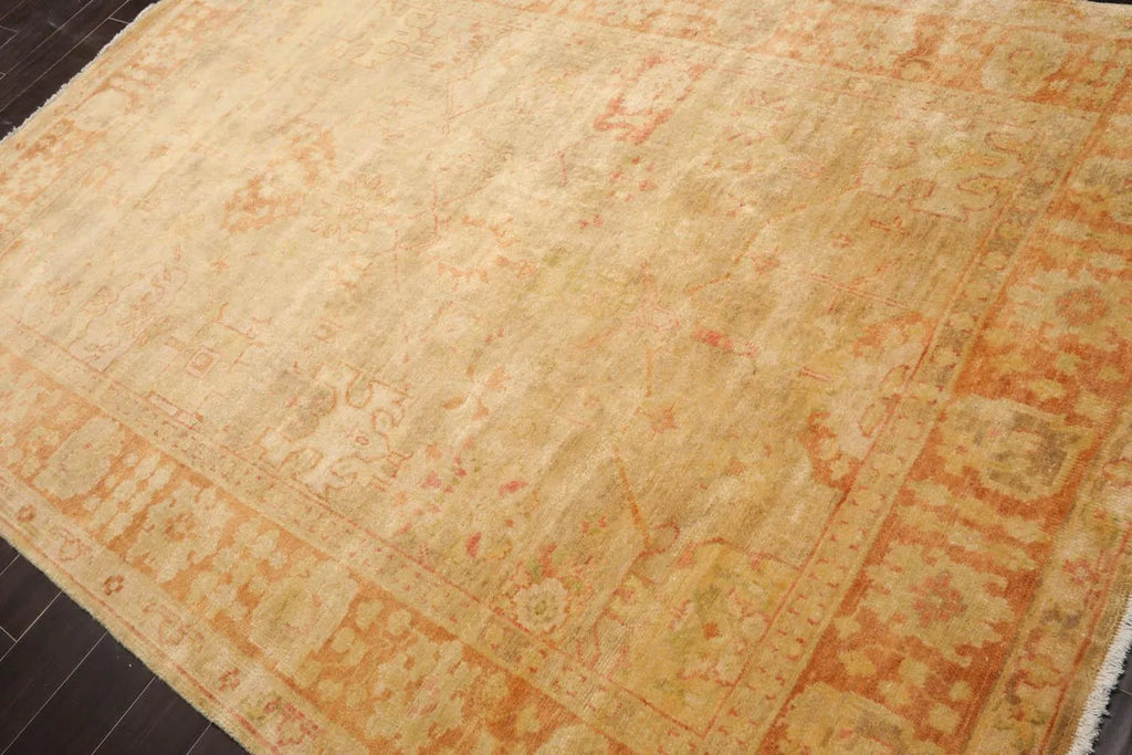 6x9 Tan, Terracotta Hand Knotted 100% Wool Oushak Traditional Oriental Area Rug