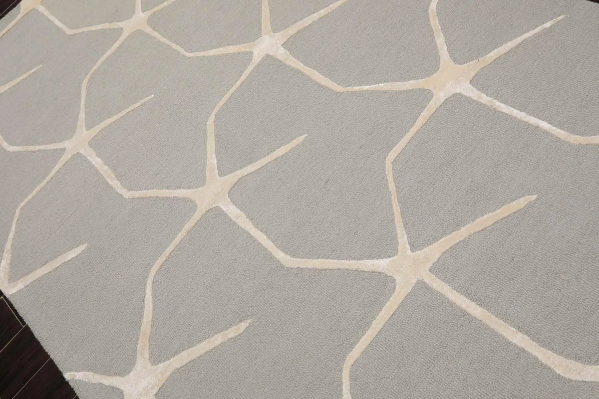 5' x8' Hand Tufted Hand Made 100% Wool Designer Modern & Contemporary  Oriental Area Rug Gray,Ivory Color