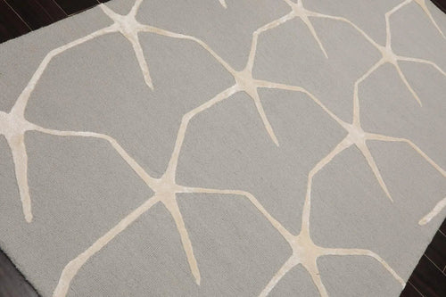 5' x8' Hand Tufted Hand Made 100% Wool Designer Modern & Contemporary  Oriental Area Rug Gray,Ivory Color