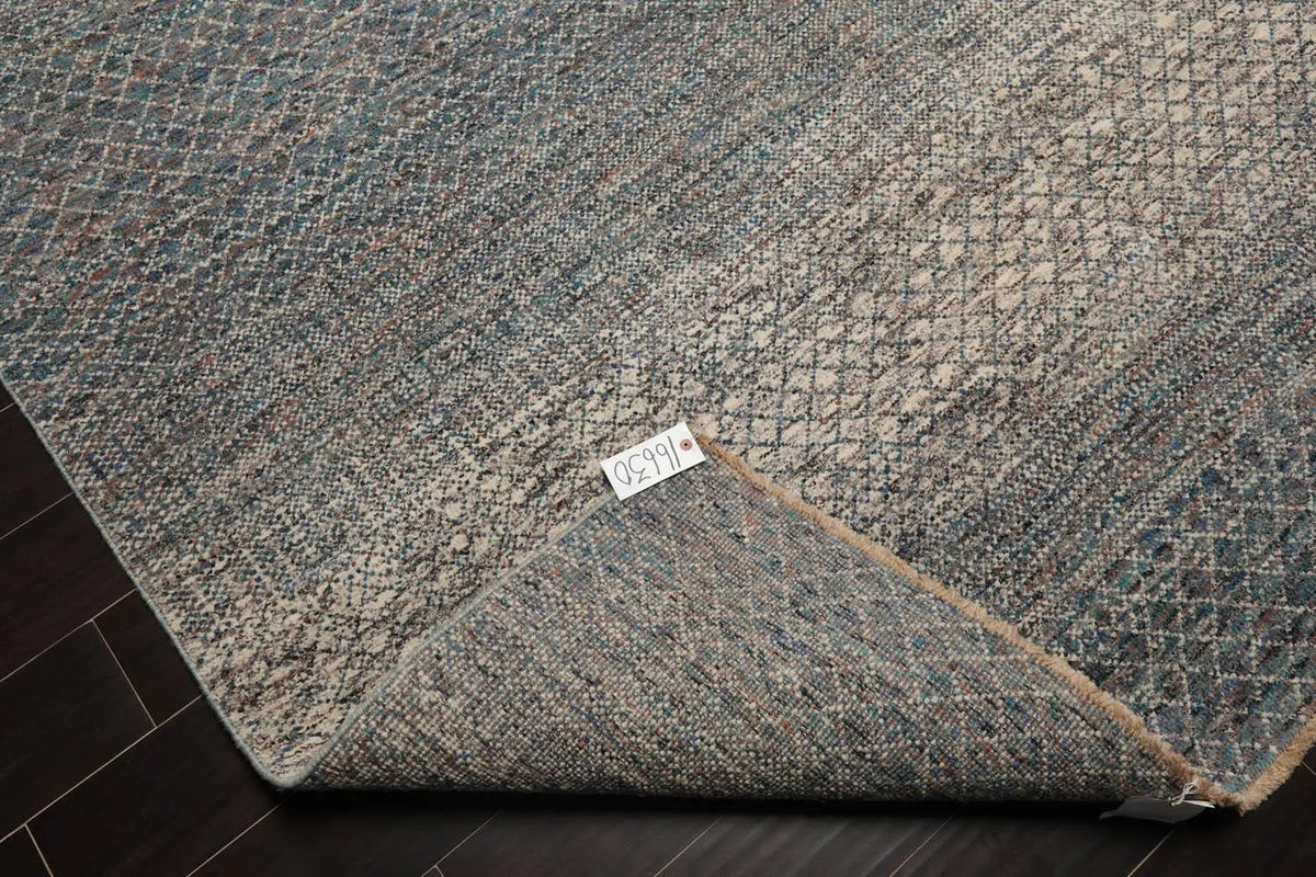8' x 10' Hand Knotted 100% Wool Modern Oriental Area Rug Ivory, Blue, Aqua